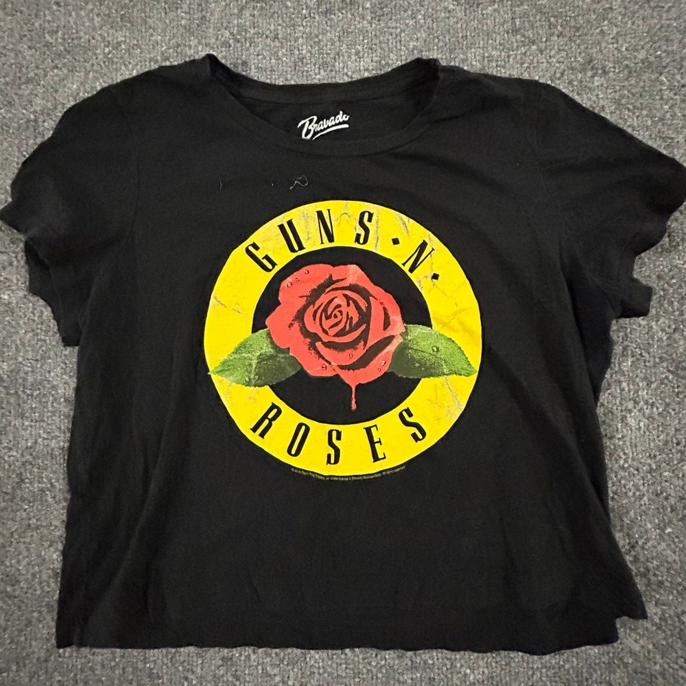 Bravado T-Shirt Womens Size Medium Black Guns N' Roses Graphic Cropped Band Tee